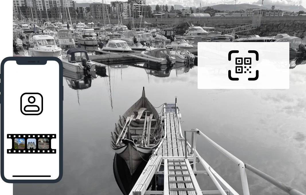 El puerto de Bodø en blanco y negro