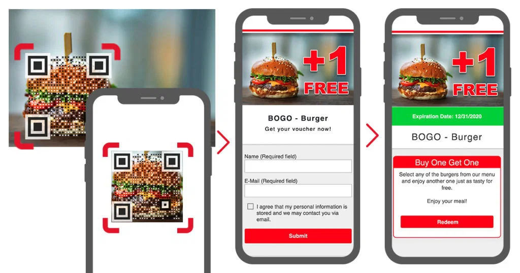Ejemplo de vale con código QR