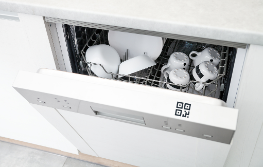 Dishwasher with QR code